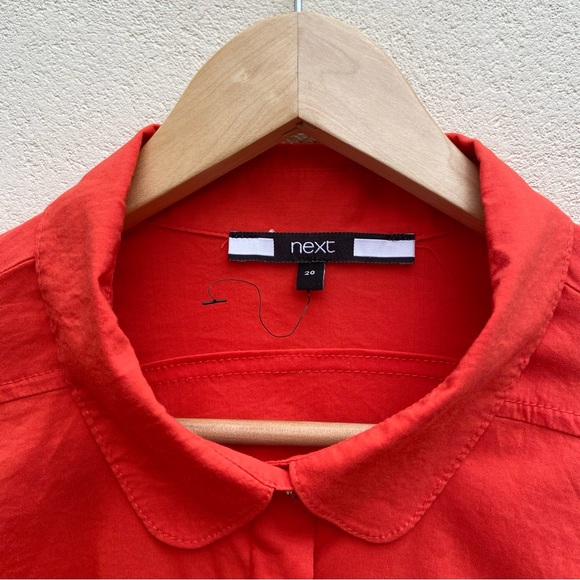Next Women's Shirt UK 20 Bright Orange Stretch Button Back Roll Tab Sleeves Plus - Picture 4 of 7